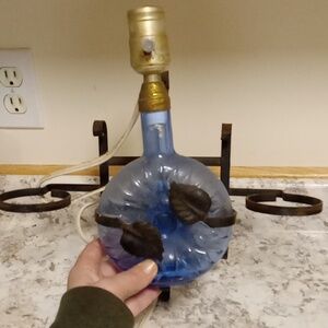 Wall hang lamp blue glass sunflower candle holder